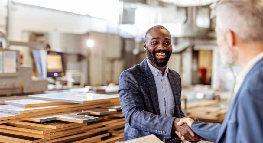 closing industrial business deal, image