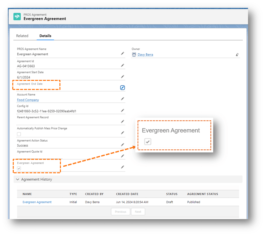 PROS evergreen agreement