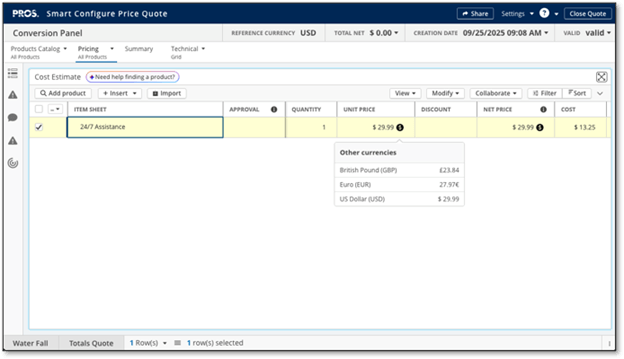 CPQ Converted Price Widget Example