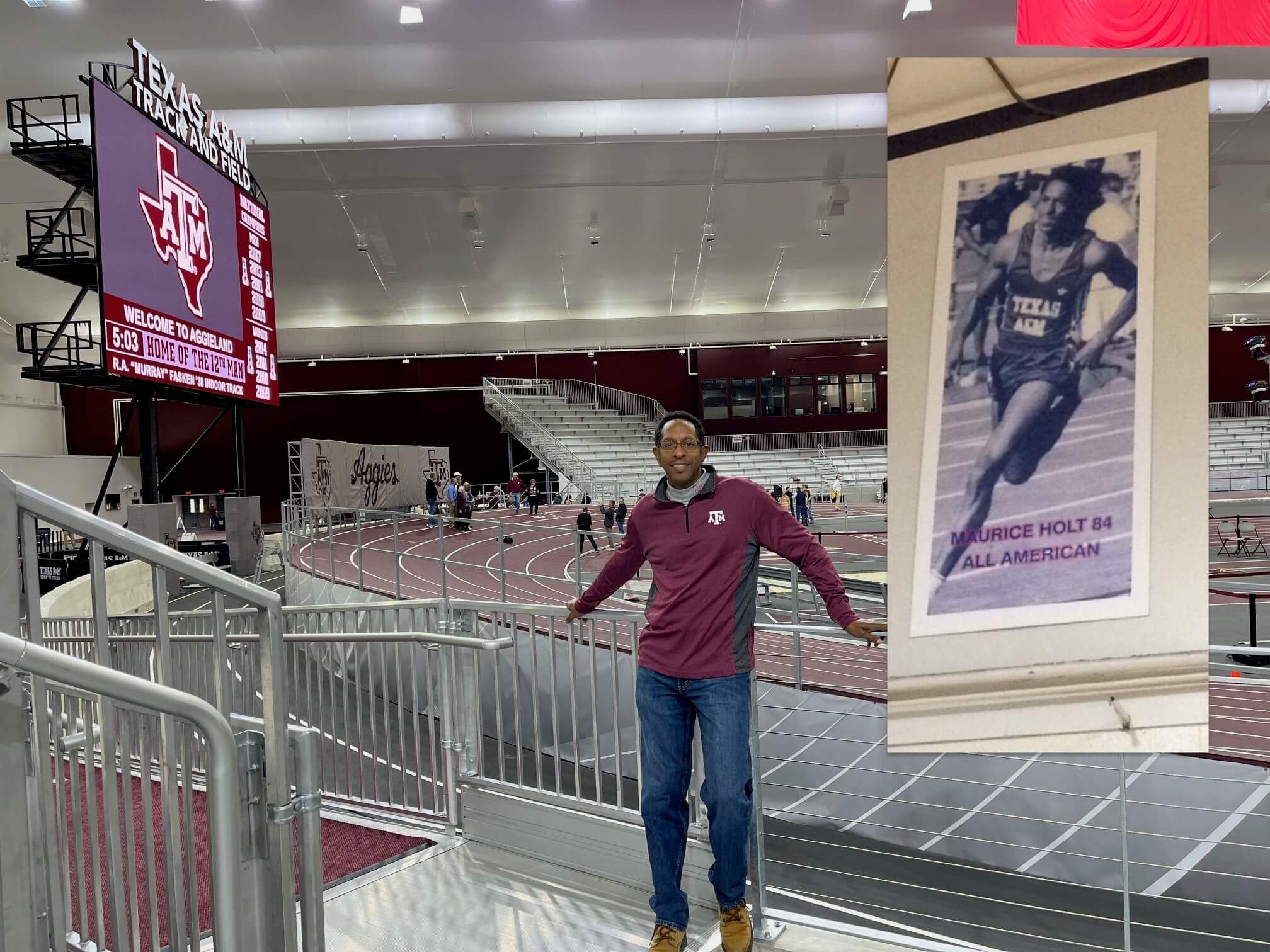 Maurice at the Fasken Indoor Track & Field at Texas A&M
