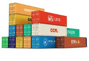Cargo containers in different colours